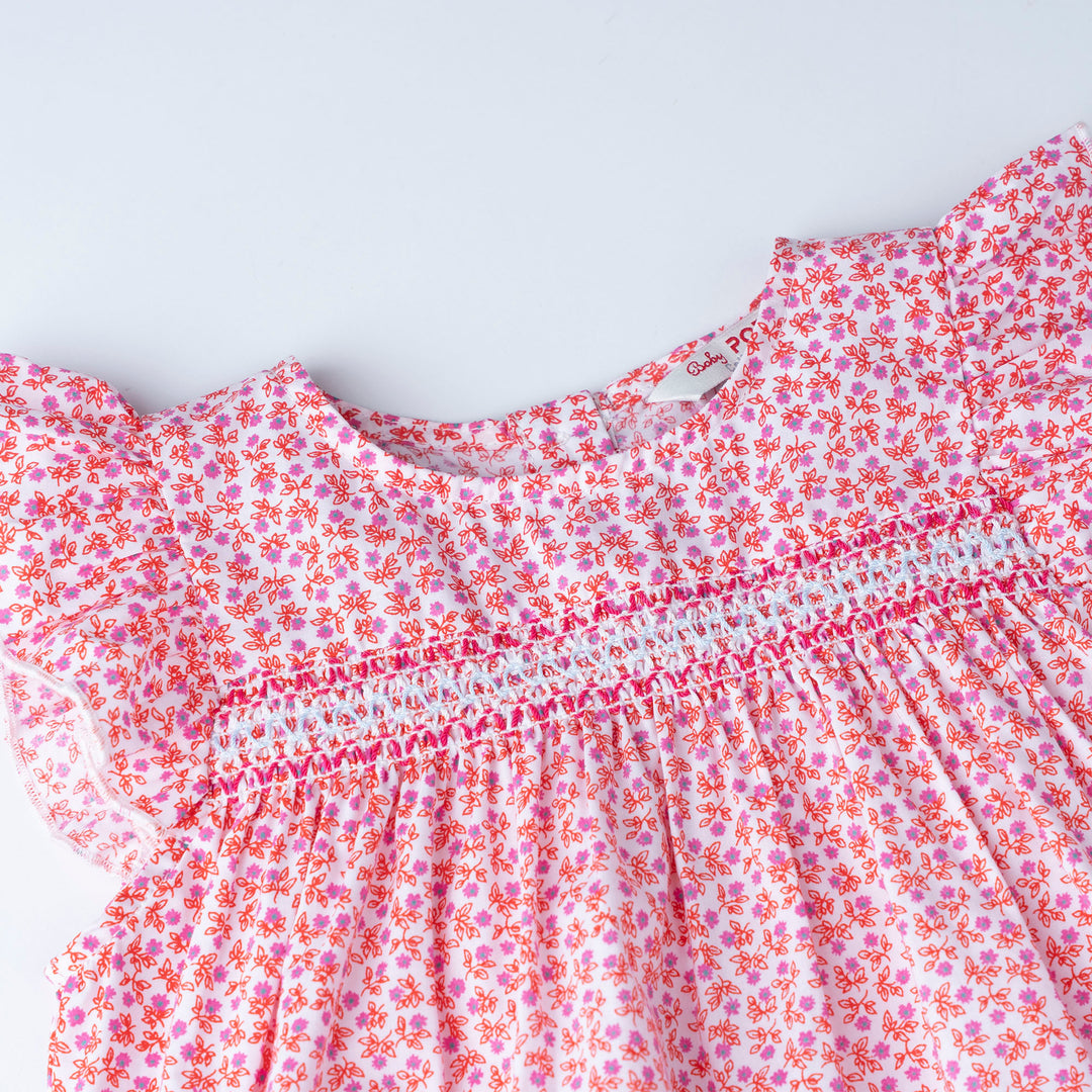 Red Floral Print Blouse and Legging Set