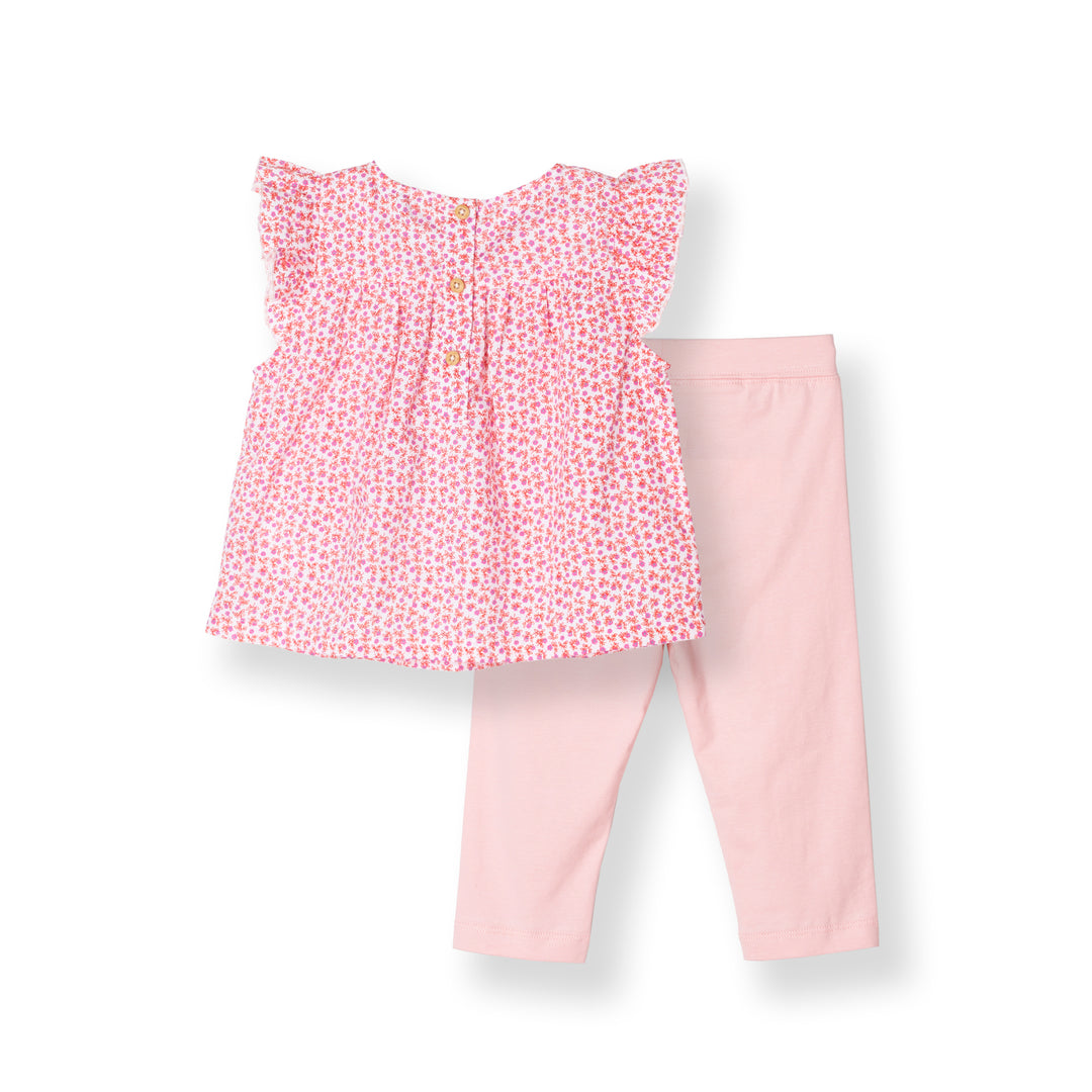 Red Floral Print Blouse and Legging Set