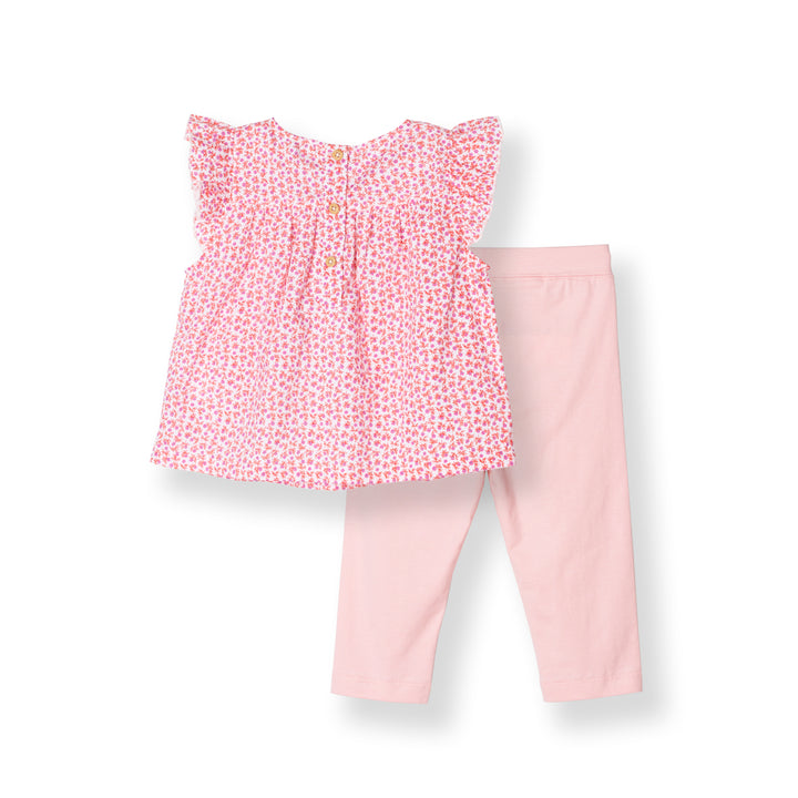 Red Floral Print Blouse and Legging Set