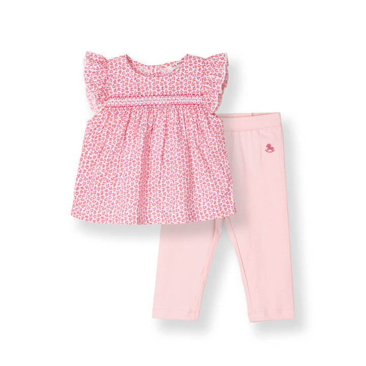 Red Floral Print Blouse and Legging Set