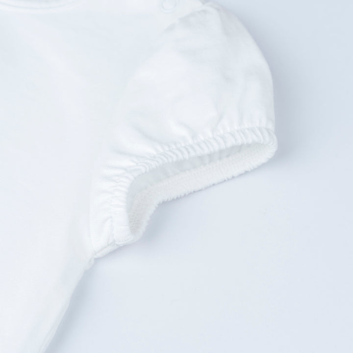 Cream Short Sleeves Top and Floral Print Dungaree Set