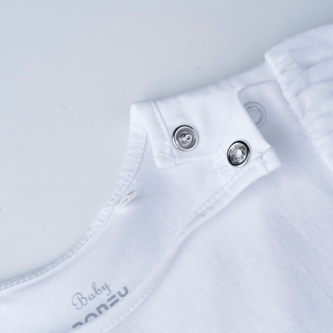 White Dotted with Bunny Prints Long Sleeve Top and Skirt Set