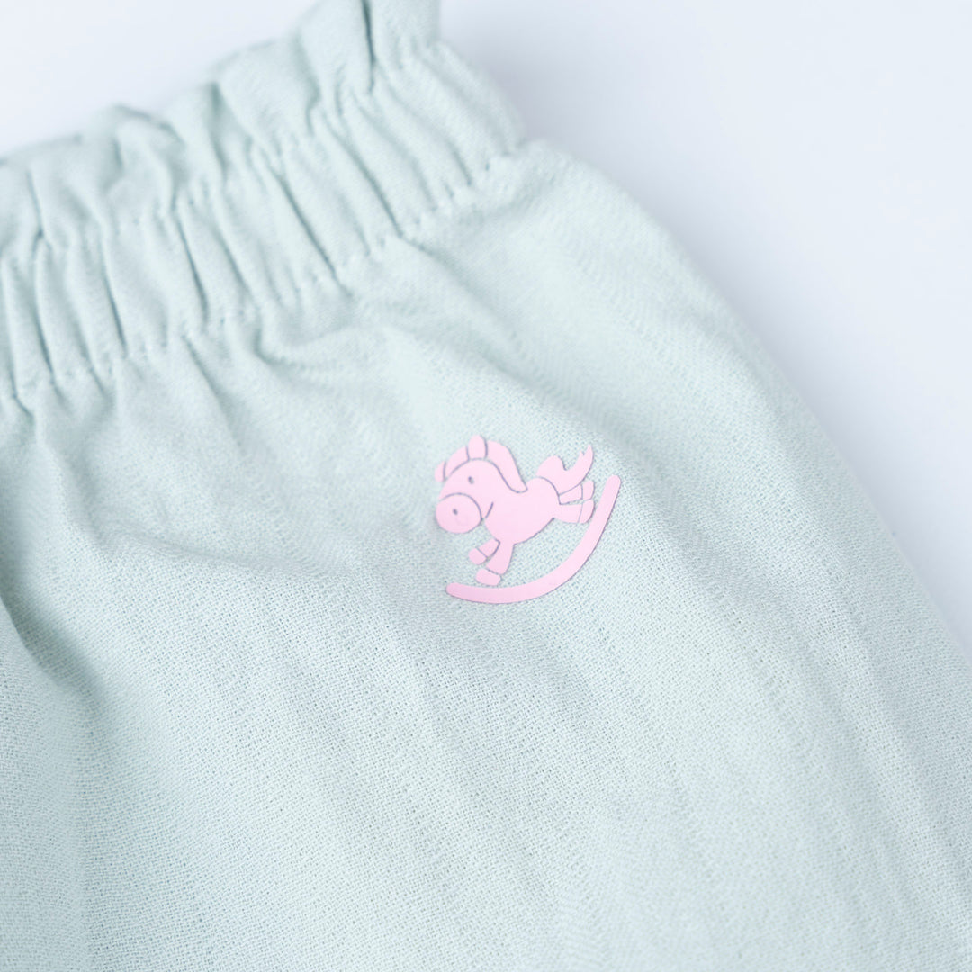 Light Purple Floral Print 2 Tier Blouse and Flower Print Long Pants Set