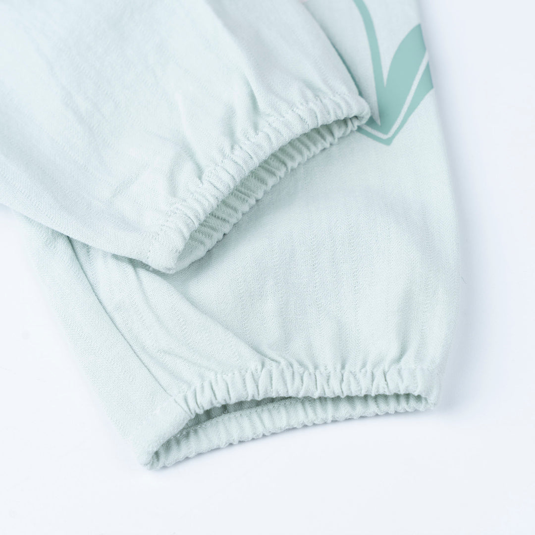 Light Purple Floral Print 2 Tier Blouse and Flower Print Long Pants Set