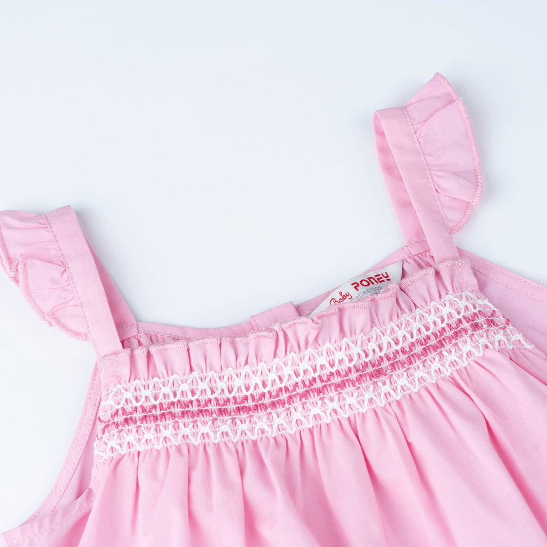 Cream Ruffles Sleeve Top and Flower Print Dungaree Set