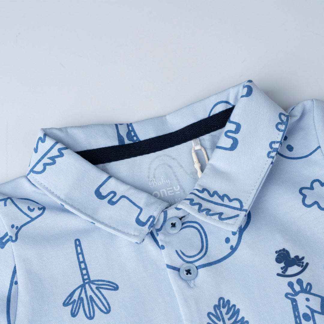 Safari Print Short Sleeve Polo Bodysuit