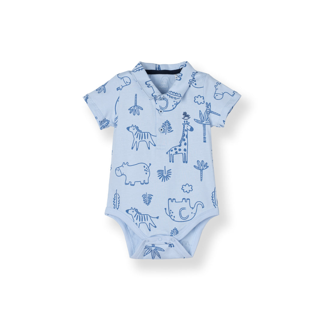 Safari Print Short Sleeve Polo Bodysuit