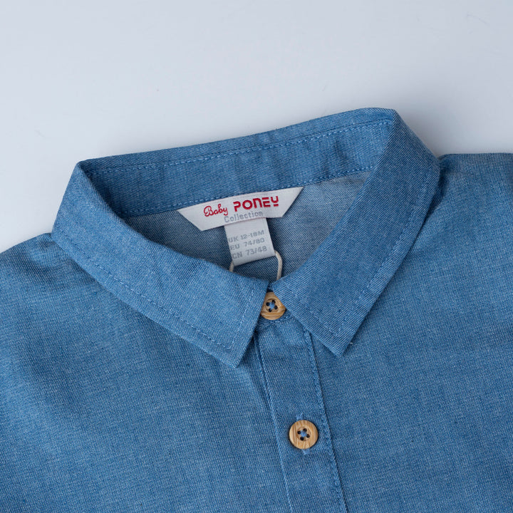 Dino Car Short Sleeve Polo Romper