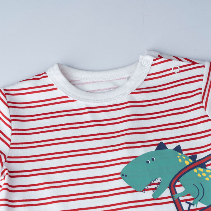 Combined Fabric Short Sleeve Romper