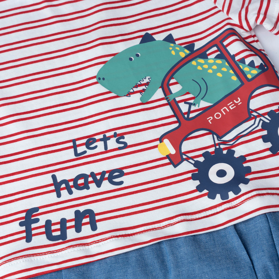 Combined Fabric Short Sleeve Romper