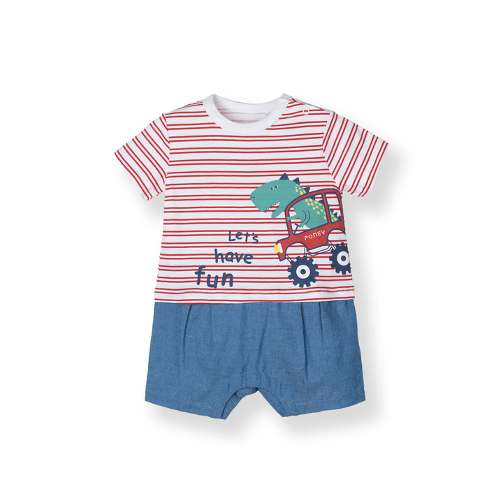 Combined Fabric Short Sleeve Romper