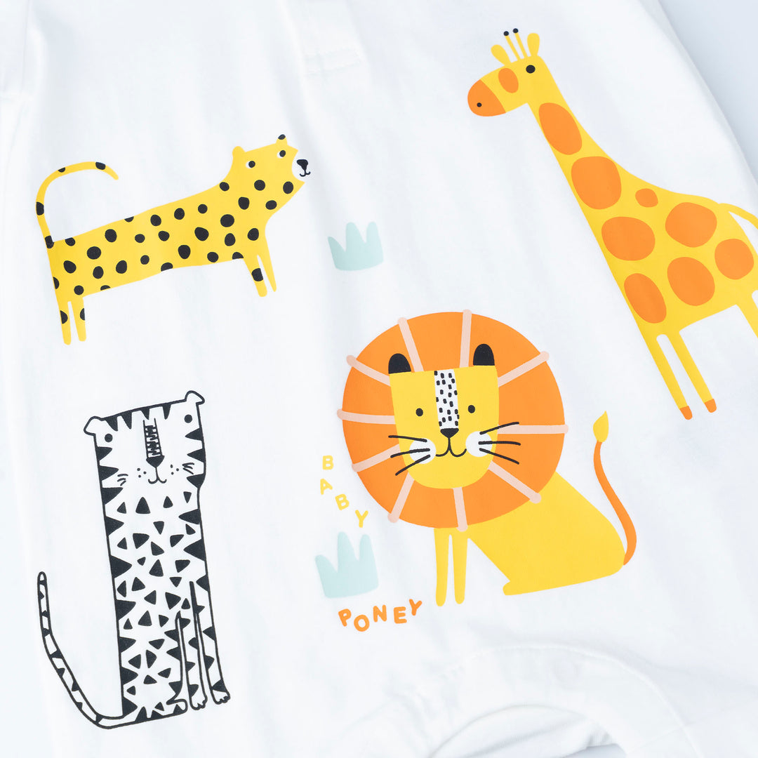 Short Sleeve Romper Safari Print