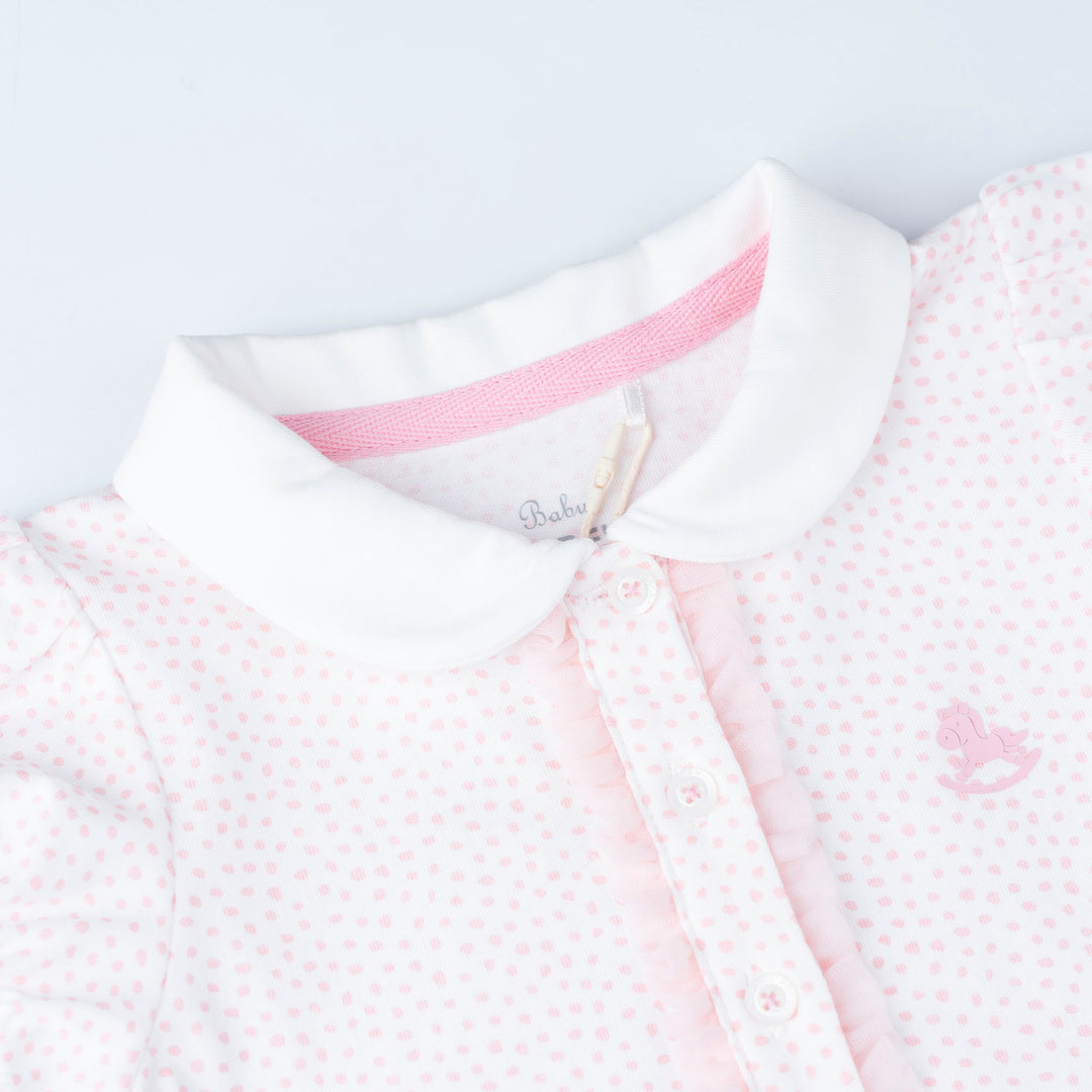 Dotted Print Short Sleeve Polo Bodysuit