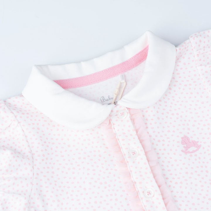 Dotted Print Short Sleeve Polo Bodysuit