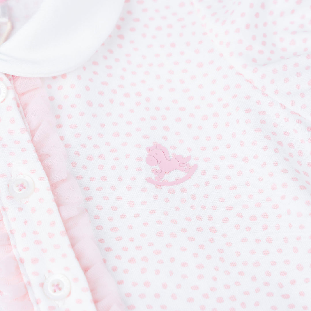 Dotted Print Short Sleeve Polo Bodysuit