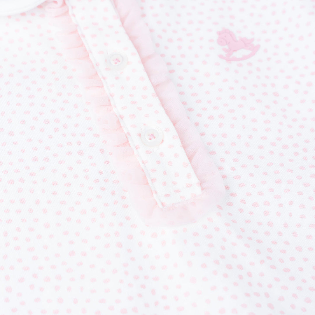 Dotted Print Short Sleeve Polo Bodysuit