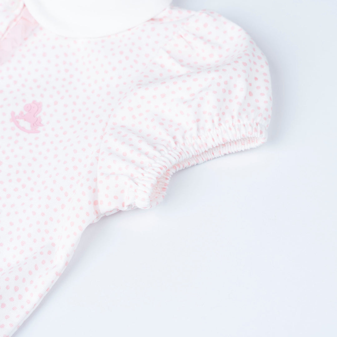 Dotted Print Short Sleeve Polo Bodysuit