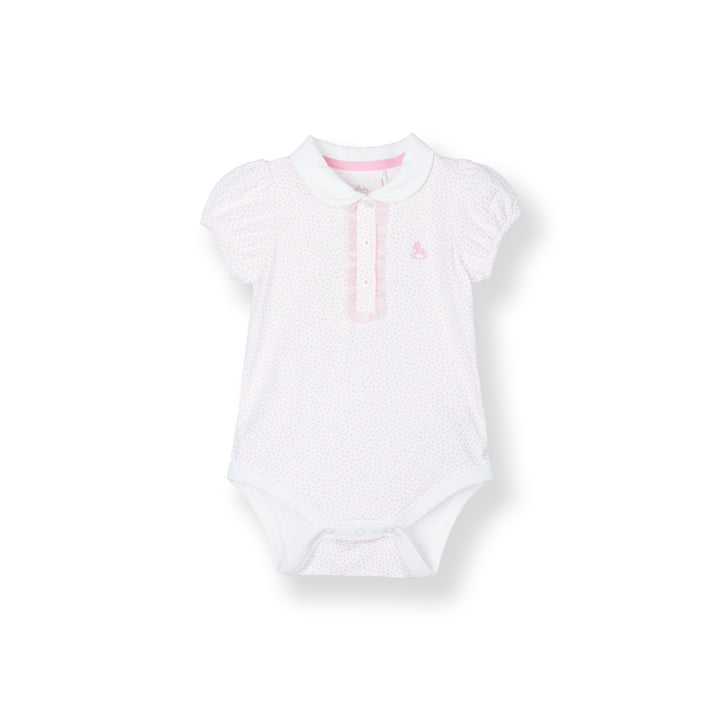 Dotted Print Short Sleeve Polo Bodysuit