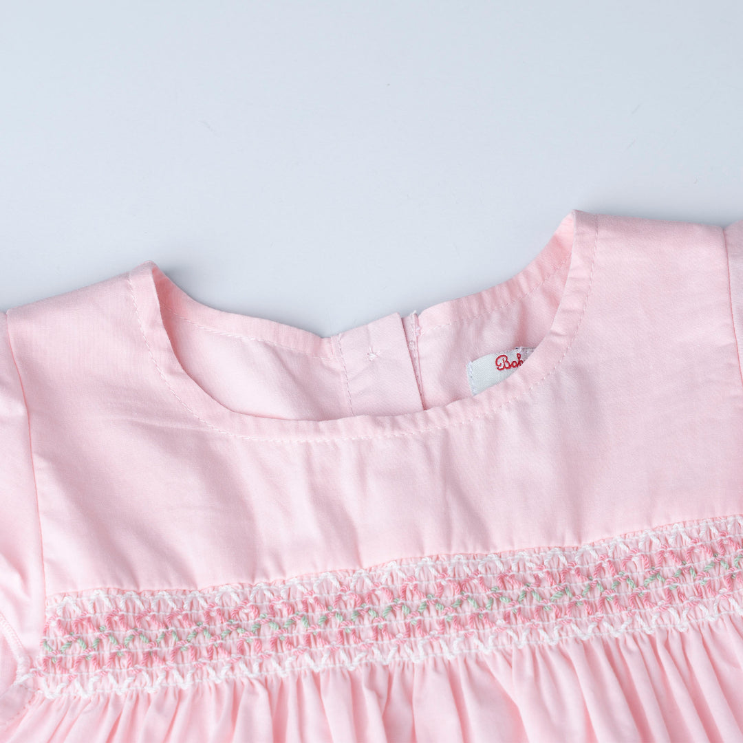 Smocking Short Sleeve Romper with Headband