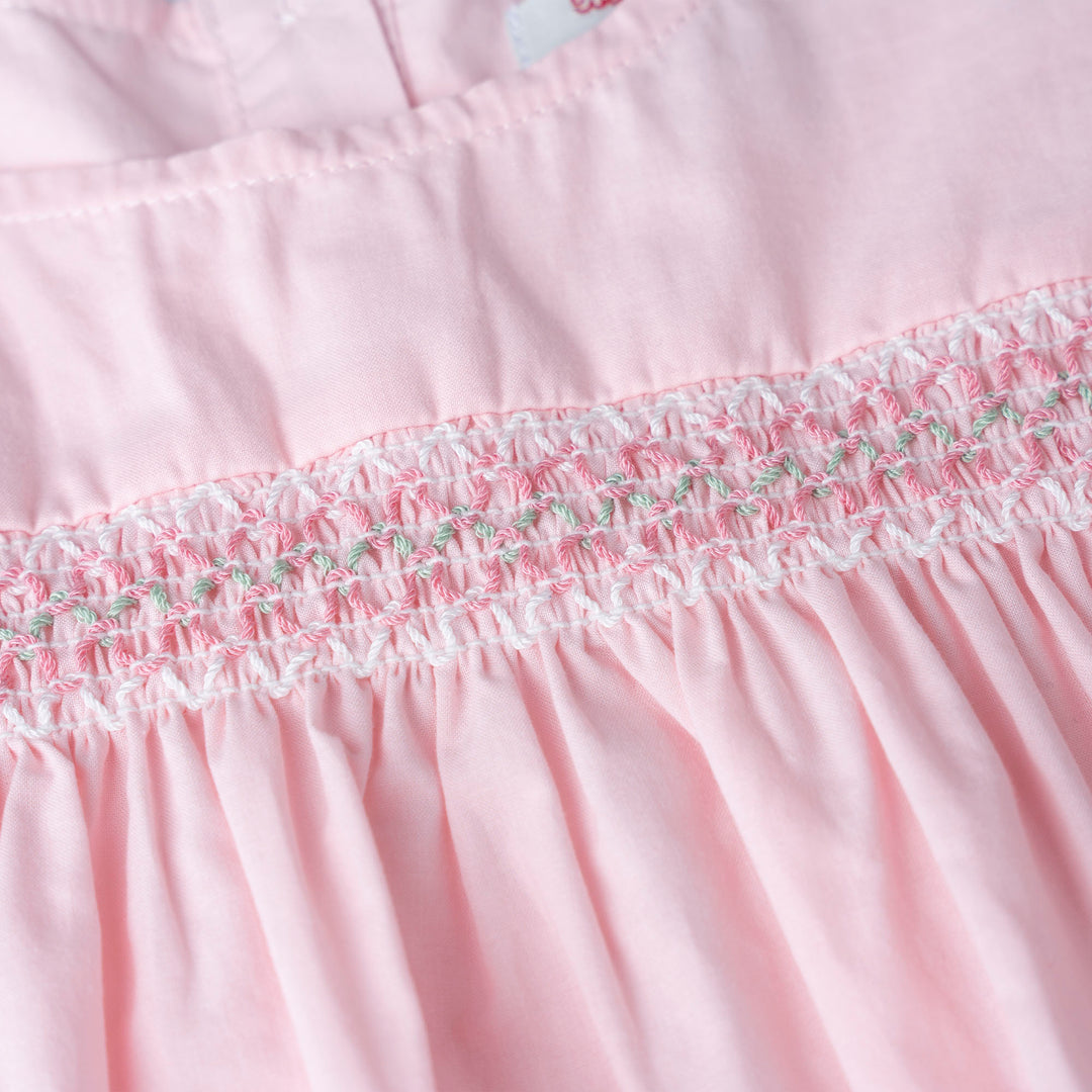 Smocking Short Sleeve Romper with Headband