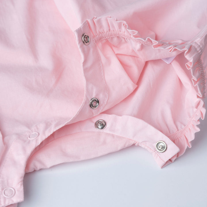 Smocking Short Sleeve Romper with Headband