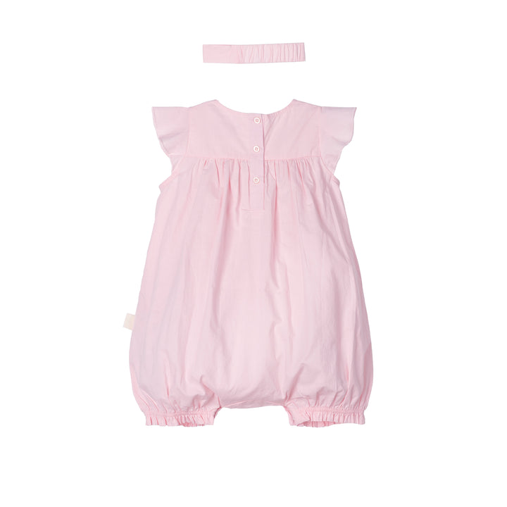 Smocking Short Sleeve Romper with Headband