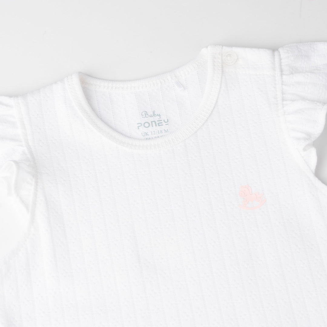 Girls Pointelle Short Sleeve Top & Long Pants Set