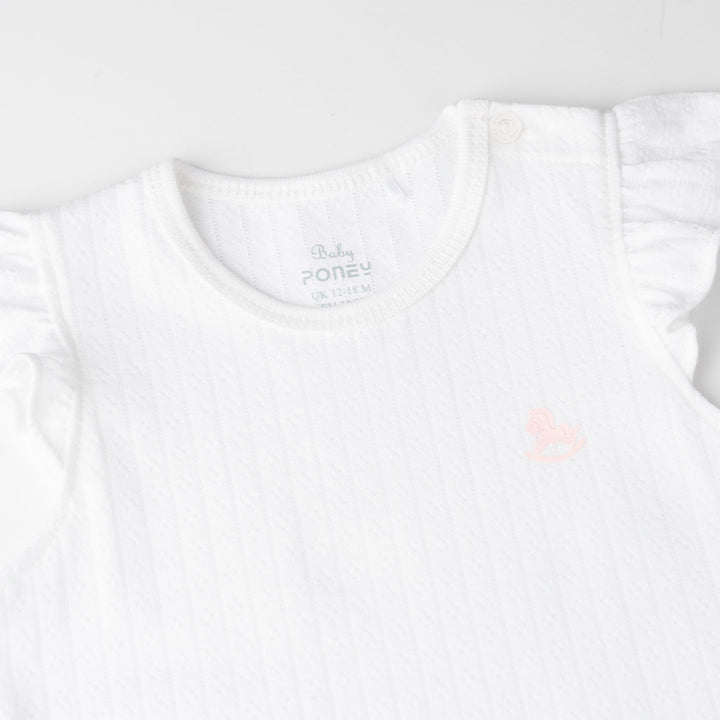 Girls Pointelle Short Sleeve Top & Long Pants Set