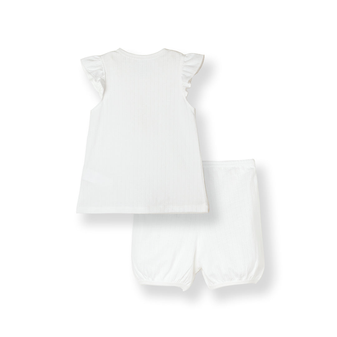 Girls Pointelle Short Sleeve Top & Long Pants Set