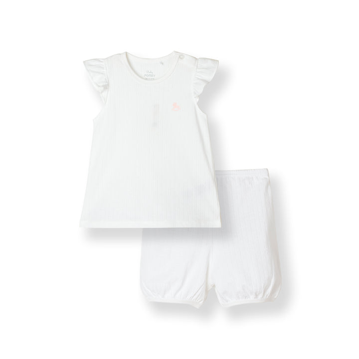 Girls Pointelle Short Sleeve Top & Long Pants Set