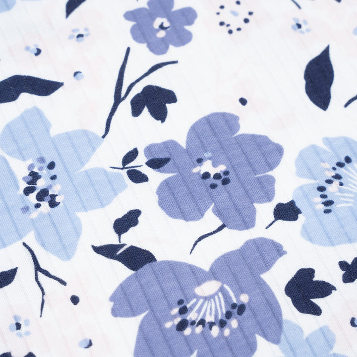 Poney Baby Girls Blue Floral Dreams Short Sleeve Bodysuit