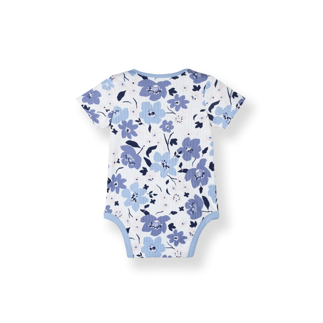 Poney Baby Girls Blue Floral Dreams Short Sleeve Bodysuit