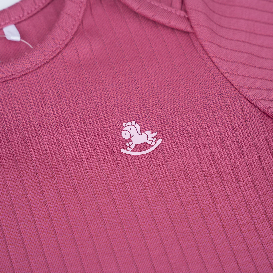 Poney Baby Girls Fuchsia Berry Bloom Short Sleeve Bodysuit