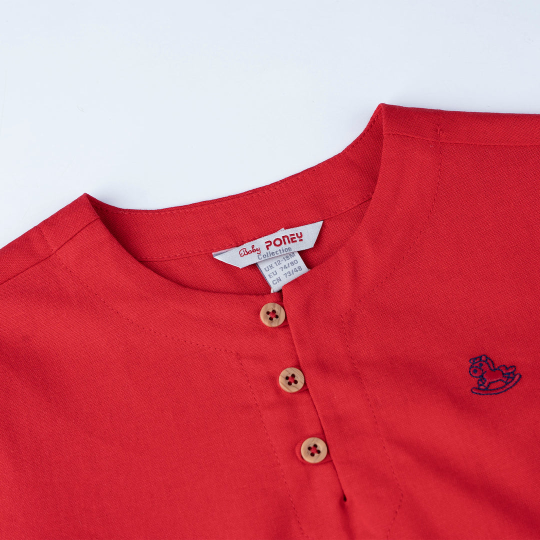 Poney Baby Boy Linen Short Sleeve Shirt