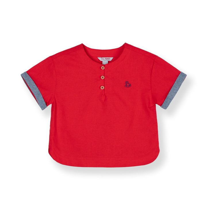 Poney Baby Boy Linen Short Sleeve Shirt