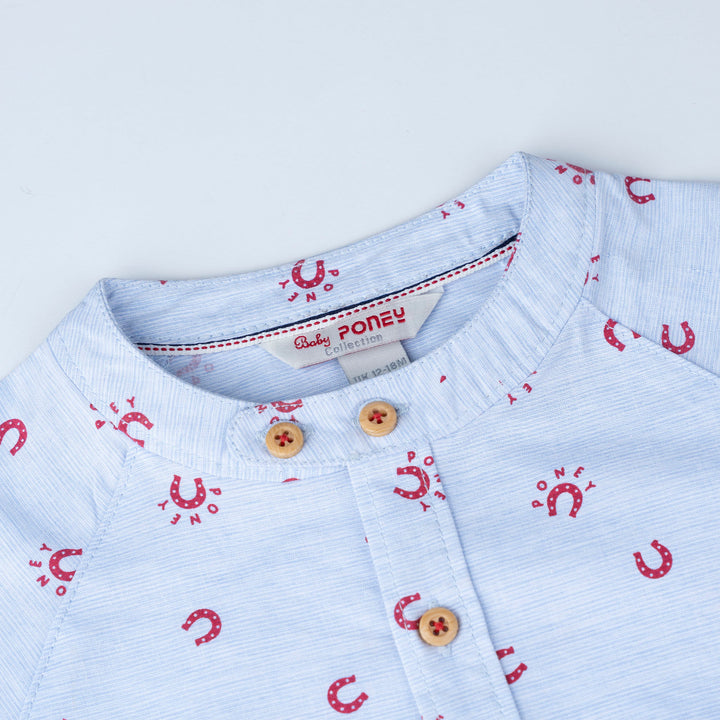 Poney Baby Boy Printed Short Sleeve Shirt