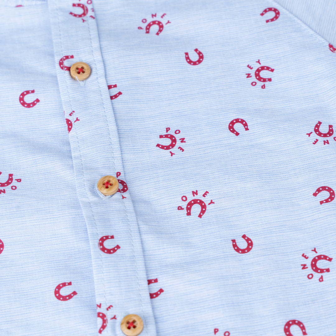Poney Baby Boy Printed Short Sleeve Shirt