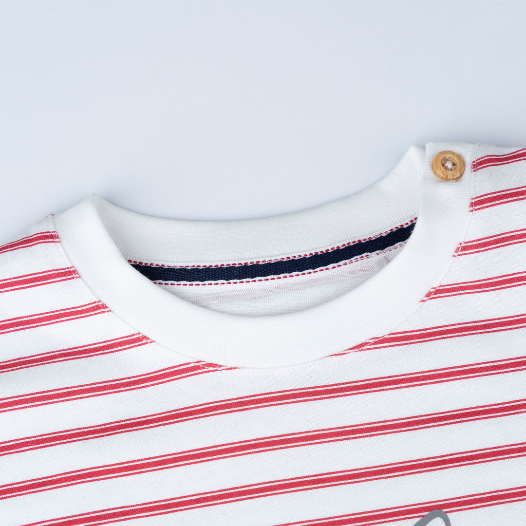 Poney Baby Boy Striped Drop Shoulder T-Shirt