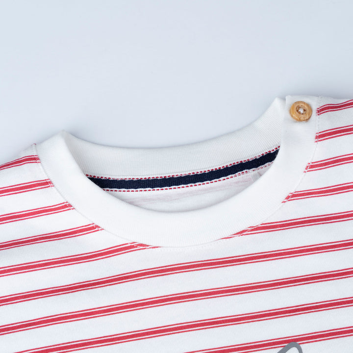 Poney Baby Boy Striped Drop Shoulder T-Shirt