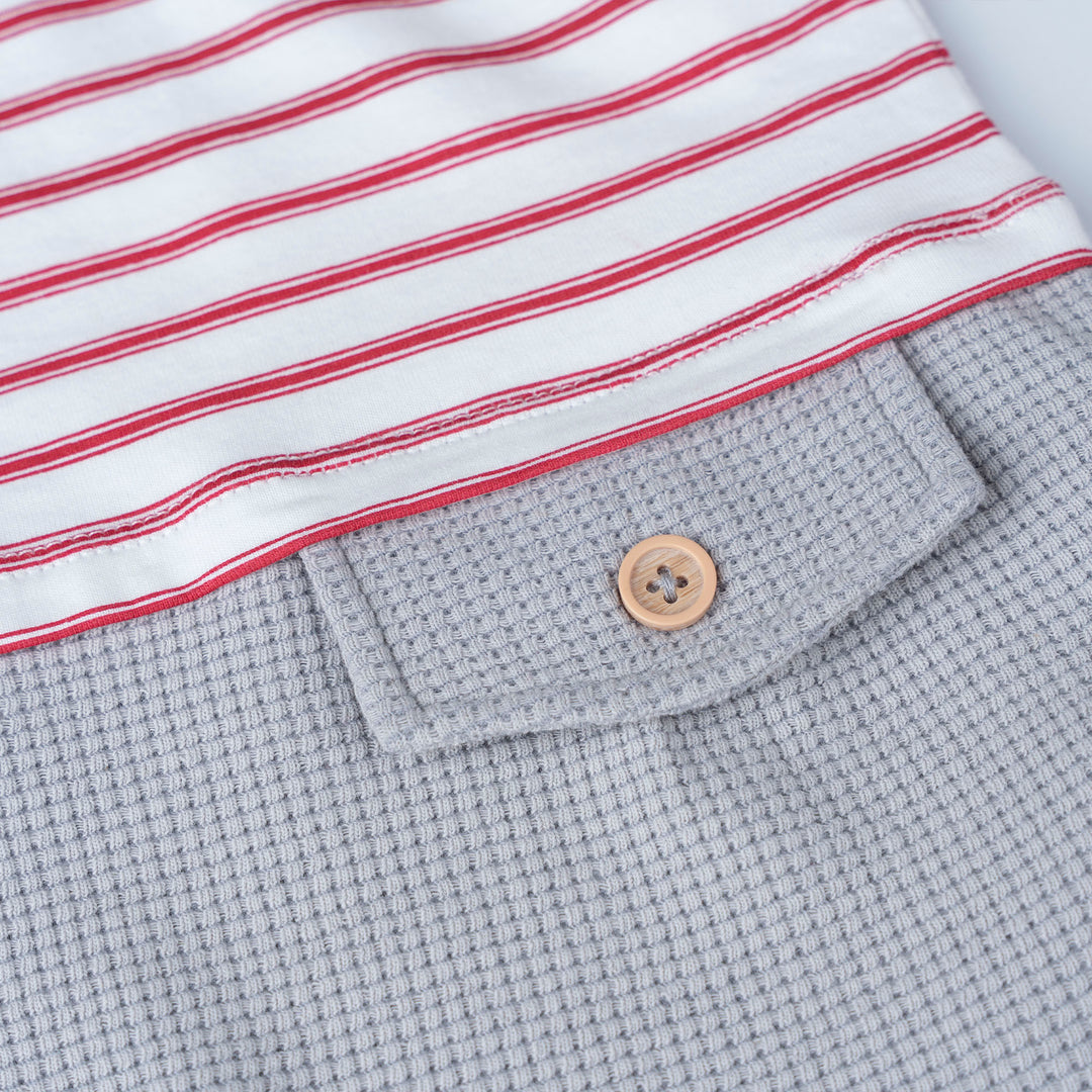 Poney Baby Boy Short Sleeve Combined Fabric Romper