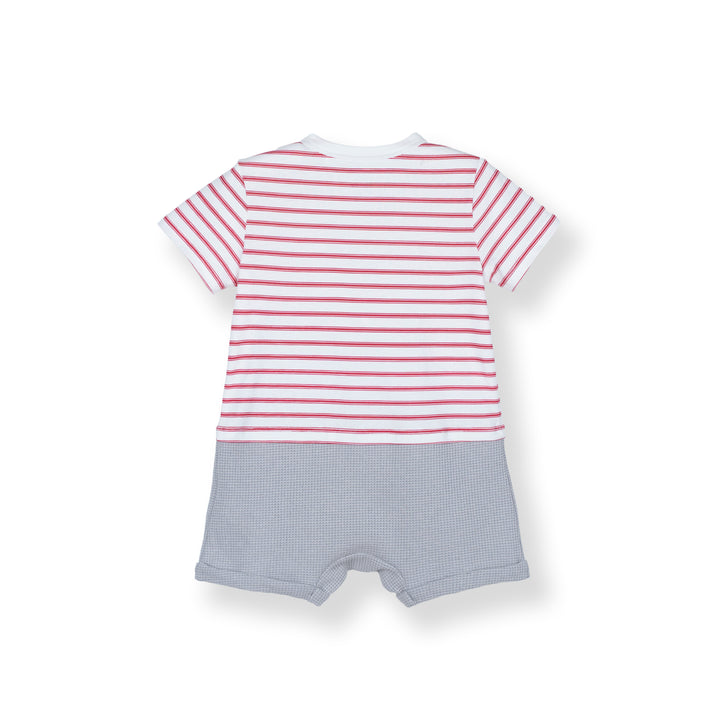 Poney Baby Boy Short Sleeve Combined Fabric Romper