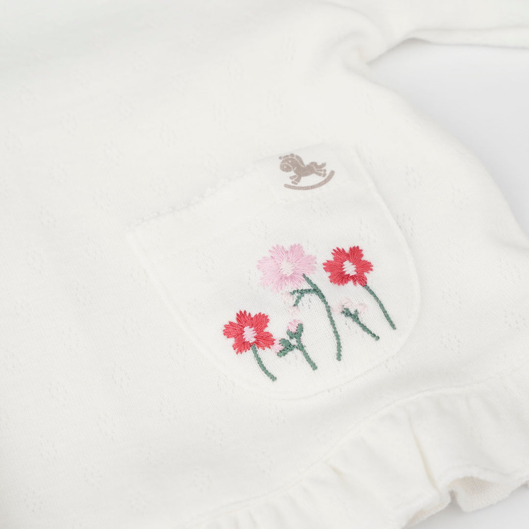 Baby Poney Girls Cream Pointelle Regular Fit Long Sleeve Cardigan