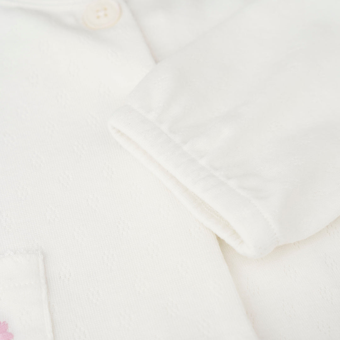 Baby Poney Girls Cream Pointelle Regular Fit Long Sleeve Cardigan