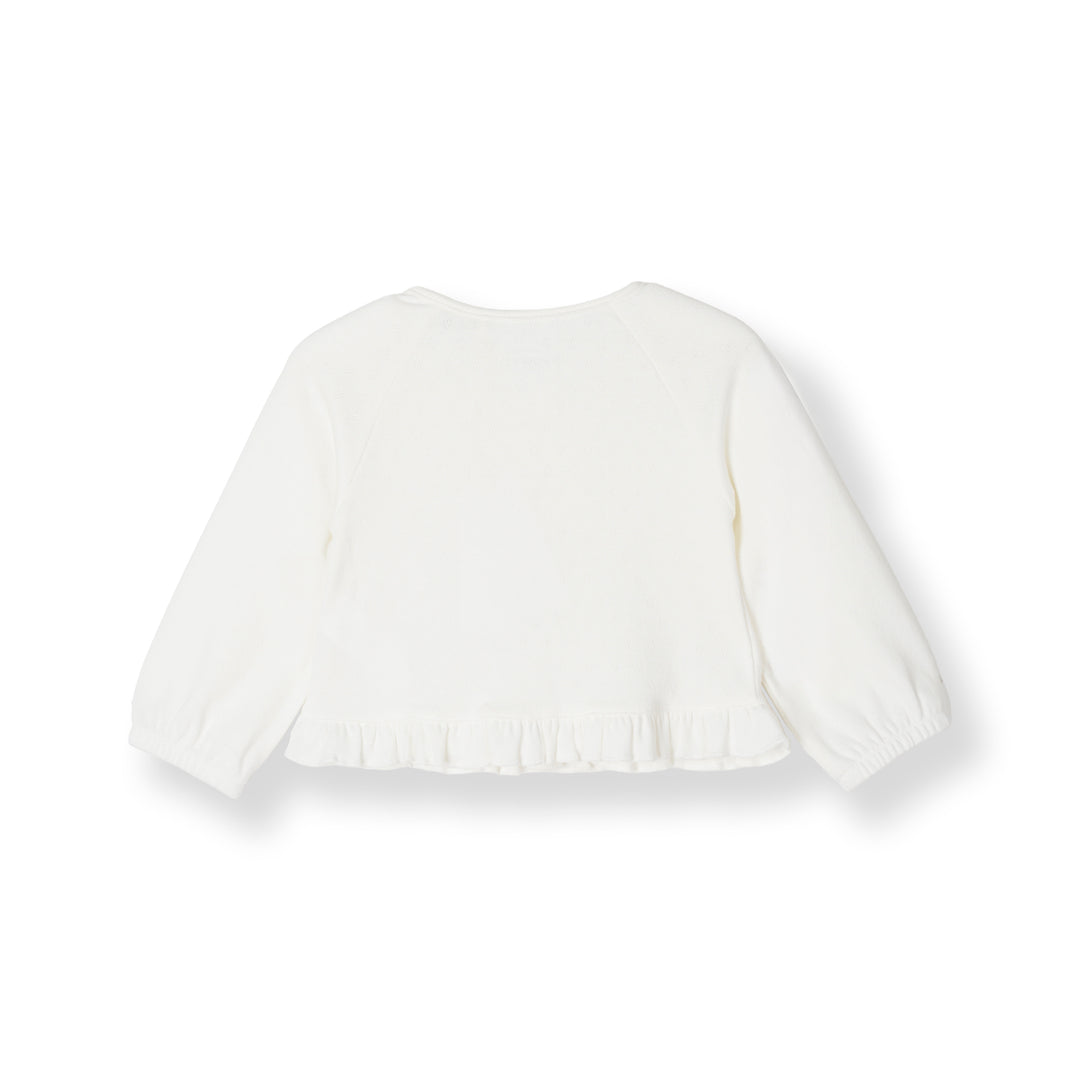 Baby Poney Girls Cream Pointelle Regular Fit Long Sleeve Cardigan