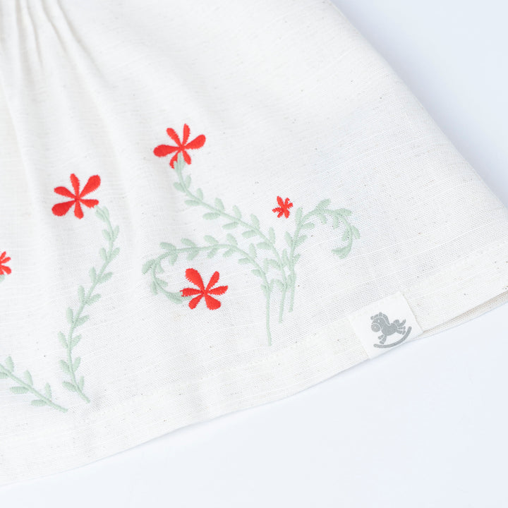 Baby Poney Girls Cream Lace Collar Pintucks Ruffled Short Sleeve Blouse