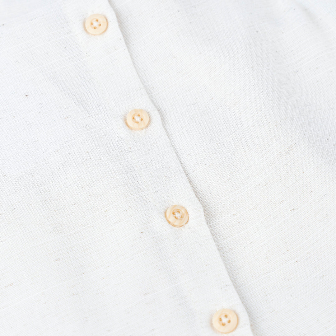 Baby Poney Girls Cream Lace Collar Pintucks Ruffled Short Sleeve Blouse