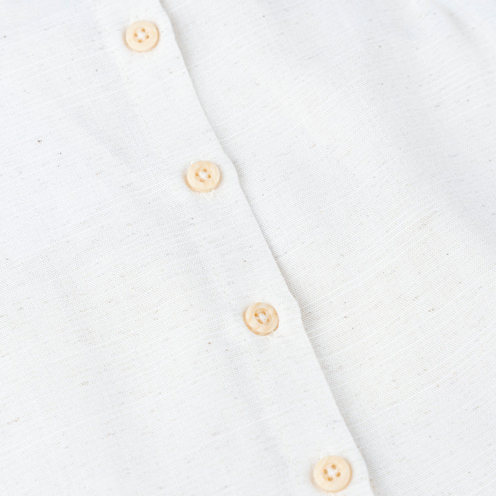 Baby Poney Girls Cream Lace Collar Pintucks Ruffled Short Sleeve Blouse