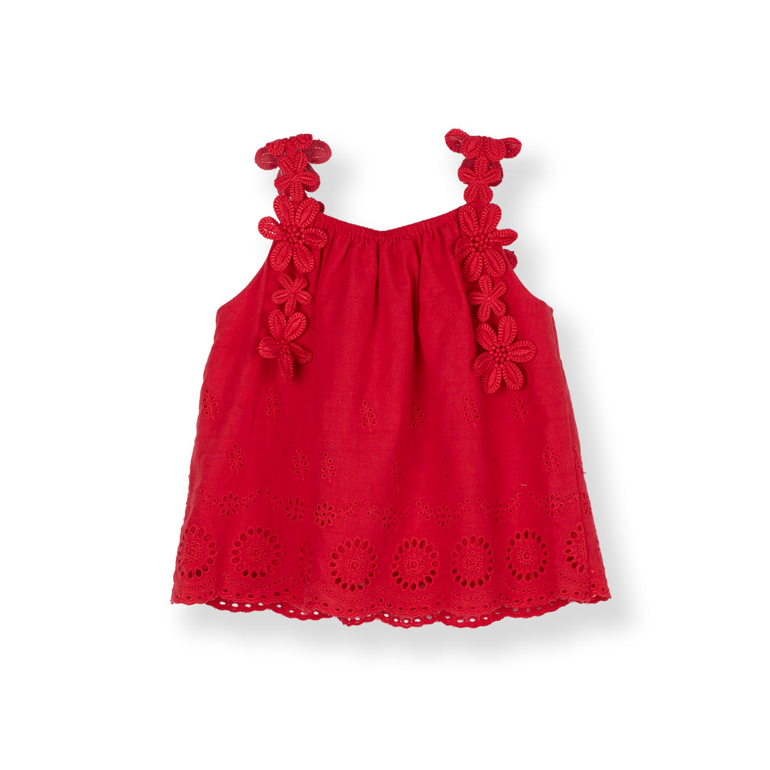Baby Poney Girls Red Straight Neck Sleeveless Blouse