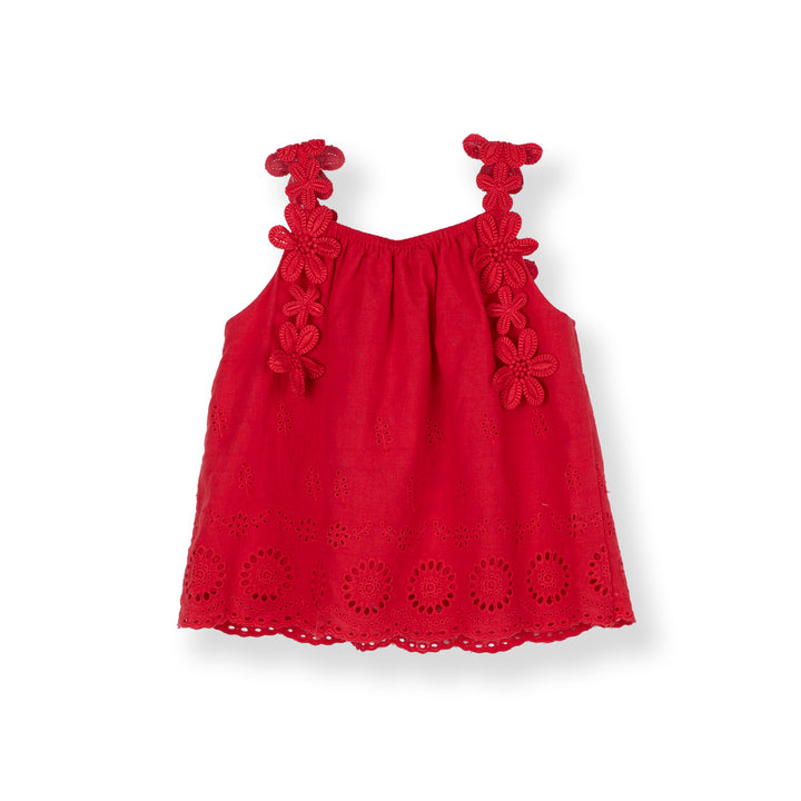 Baby Poney Girls Red Straight Neck Sleeveless Blouse