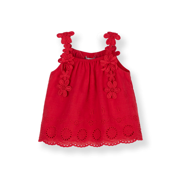 Baby Poney Girls Red Straight Neck Sleeveless Blouse